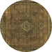 Round Abstract Brown Modern Rug, abs2793brn