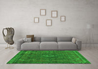 Machine Washable Abstract Green Modern Rug, wshabs2793grn