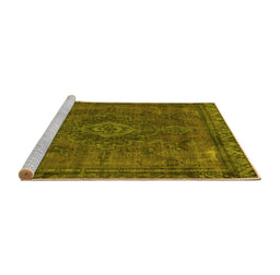 Sideview of Machine Washable Abstract Yellow Modern Rug, wshabs2793yw