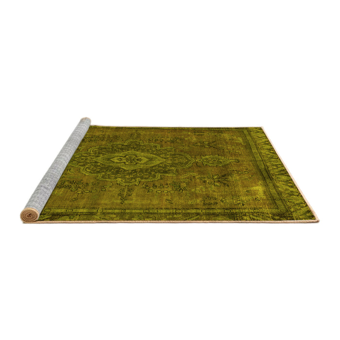 Sideview of Machine Washable Abstract Yellow Modern Rug, wshabs2793yw