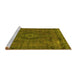 Sideview of Machine Washable Abstract Yellow Modern Rug, wshabs2793yw