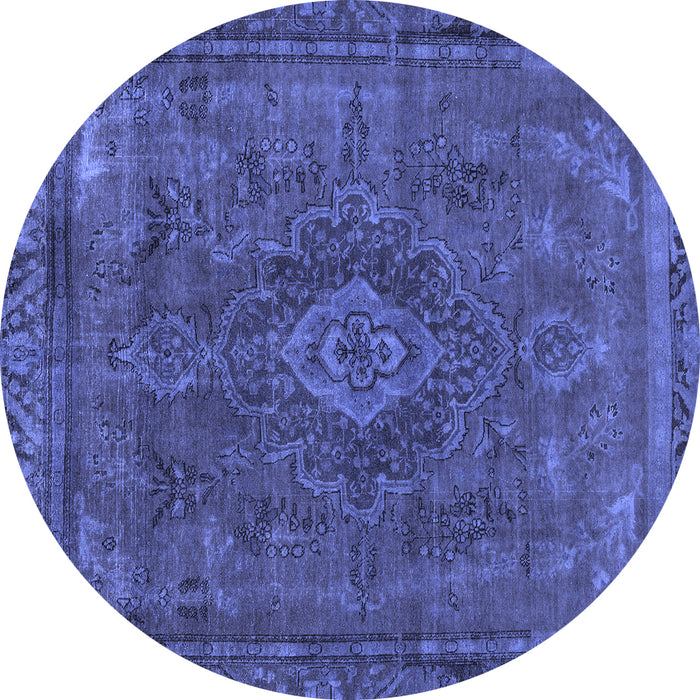 Round Machine Washable Abstract Blue Modern Rug, wshabs2793blu