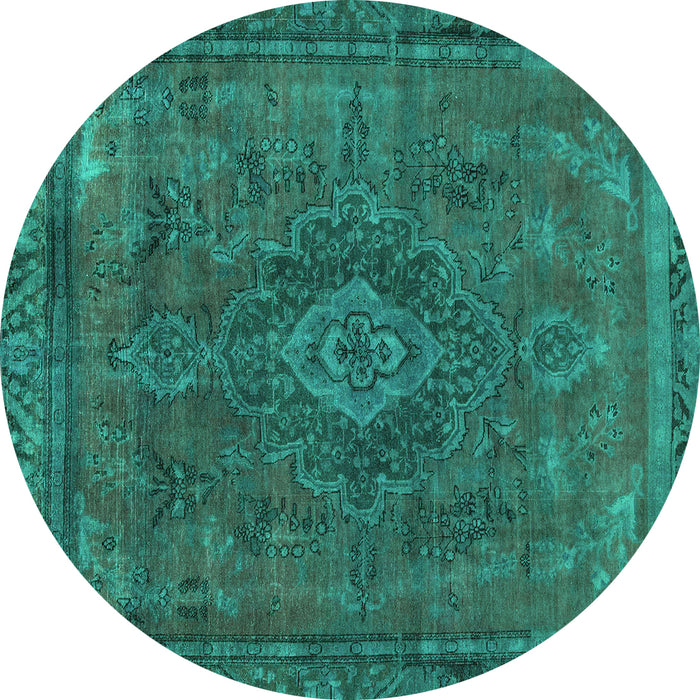 Round Abstract Turquoise Modern Rug, abs2793turq