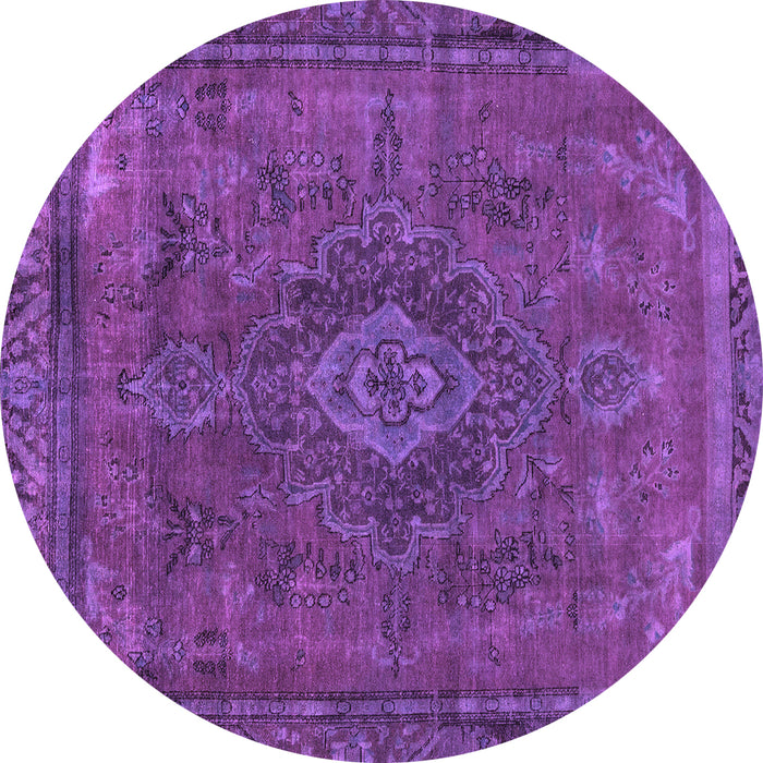 Round Machine Washable Abstract Purple Modern Area Rugs, wshabs2793pur