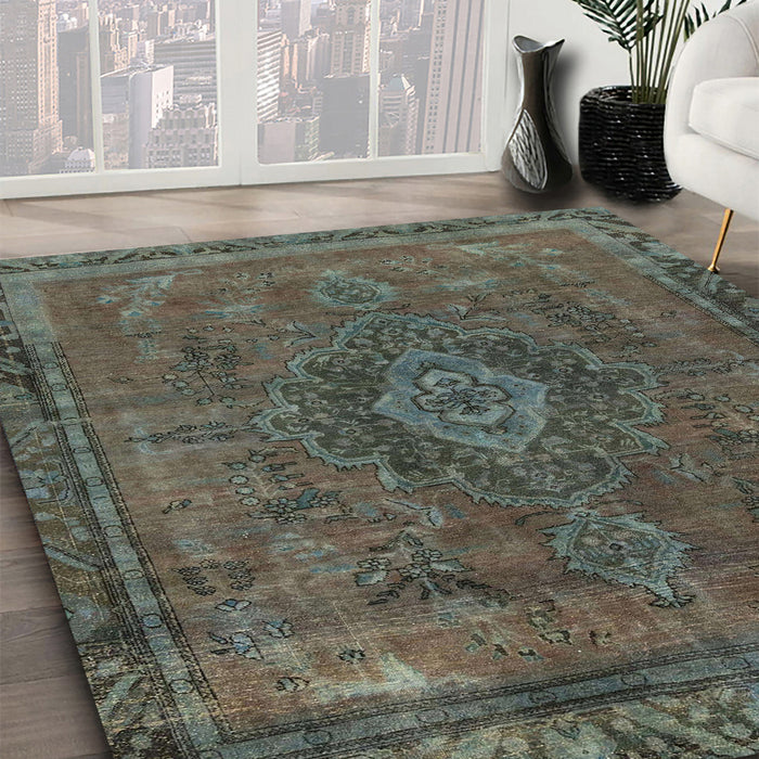 Machine Washable Abstract Army Green Rug in a Family Room, wshabs2793