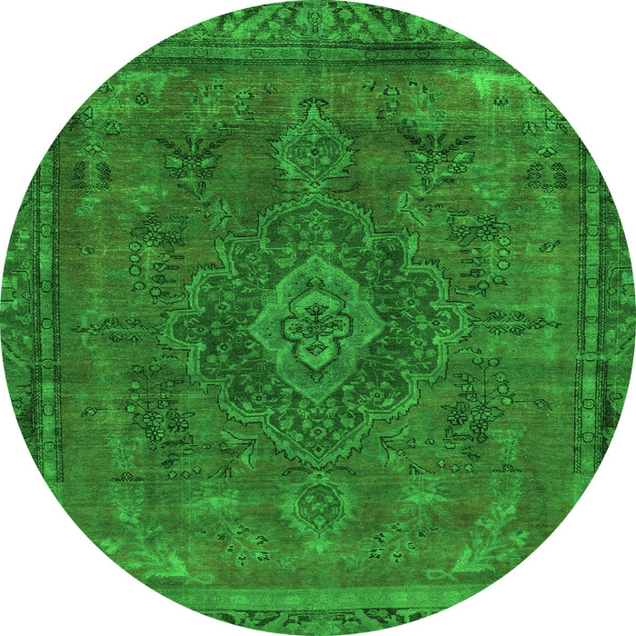 Round Machine Washable Abstract Green Modern Area Rugs, wshabs2793grn