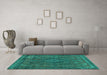 Machine Washable Abstract Turquoise Modern Area Rugs in a Living Room,, wshabs2793turq