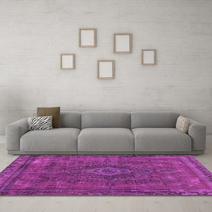 Machine Washable Abstract Pink Modern Rug in a Living Room, wshabs2793pnk