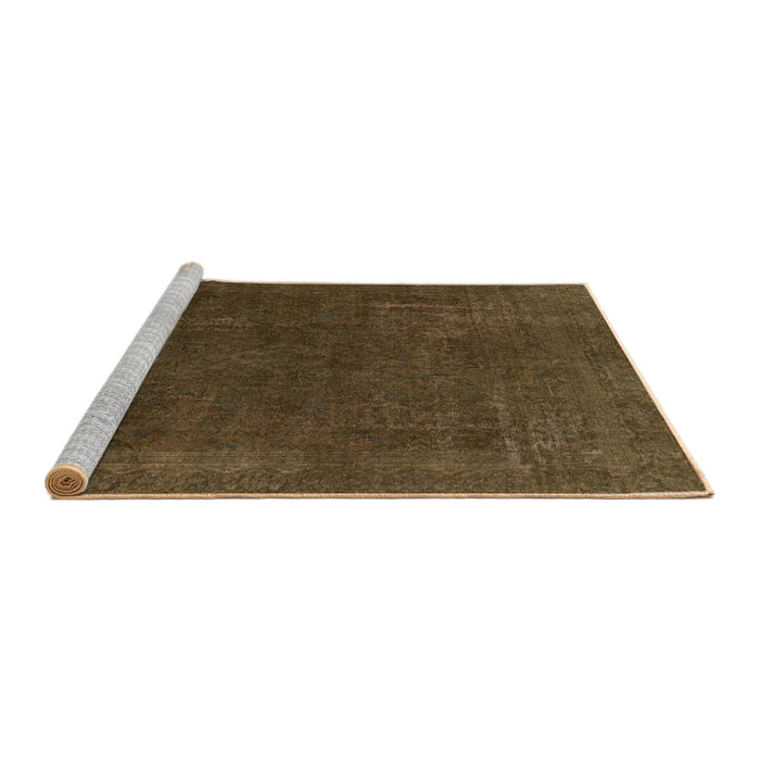 Sideview of Machine Washable Abstract Bakers Brown Rug, wshabs2794