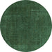 Round Abstract Turquoise Modern Rug, abs2794turq