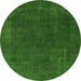 Round Machine Washable Abstract Green Modern Area Rugs, wshabs2794grn