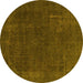 Round Abstract Yellow Modern Rug, abs2794yw