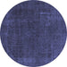 Round Machine Washable Abstract Blue Modern Rug, wshabs2794blu