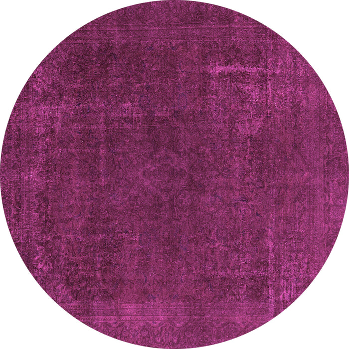 Round Machine Washable Abstract Pink Modern Rug, wshabs2794pnk