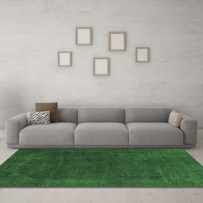 Machine Washable Abstract Emerald Green Modern Area Rugs in a Living Room,, wshabs2794emgrn