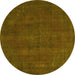 Round Machine Washable Abstract Yellow Modern Rug, wshabs2795yw