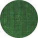 Round Abstract Emerald Green Modern Rug, abs2795emgrn