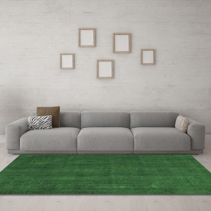 Machine Washable Abstract Emerald Green Modern Area Rugs in a Living Room,, wshabs2795emgrn
