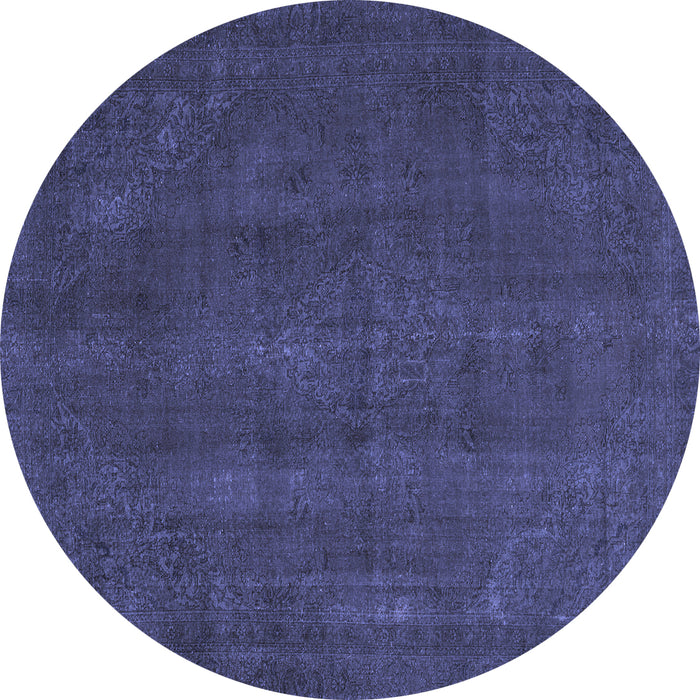 Round Abstract Blue Modern Rug, abs2795blu