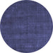 Round Abstract Blue Modern Rug, abs2795blu