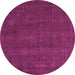 Round Machine Washable Abstract Pink Modern Rug, wshabs2795pnk