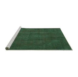 Sideview of Machine Washable Abstract Turquoise Modern Area Rugs, wshabs2795turq