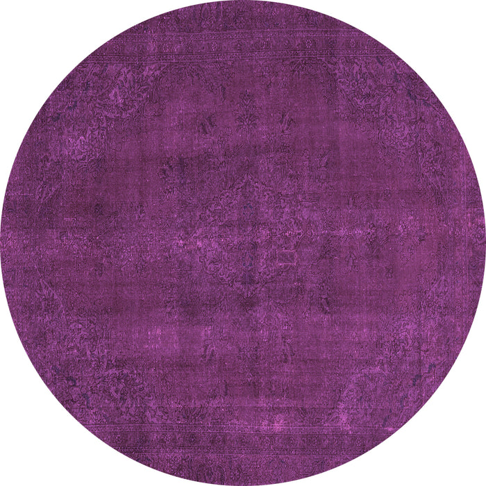 Round Machine Washable Abstract Purple Modern Area Rugs, wshabs2795pur