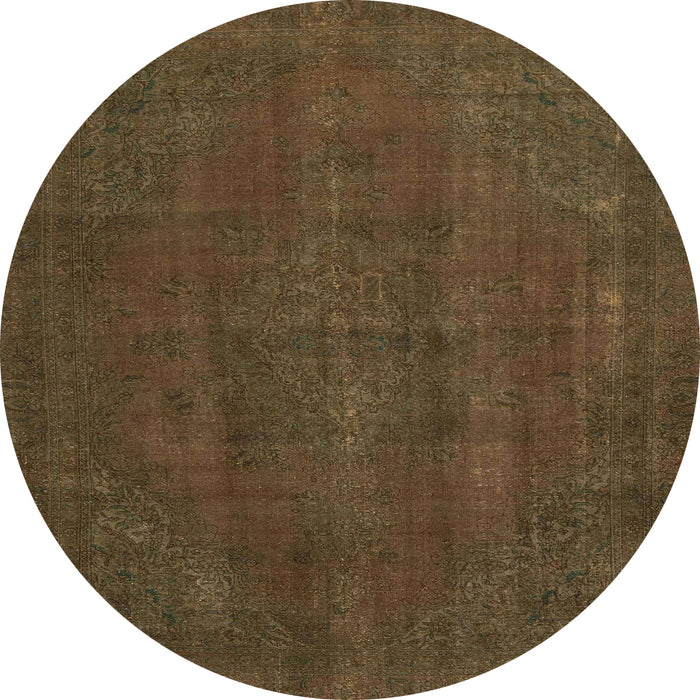 Round Abstract Reddish Brown Modern Rug, abs2795