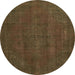 Round Abstract Reddish Brown Modern Rug, abs2795