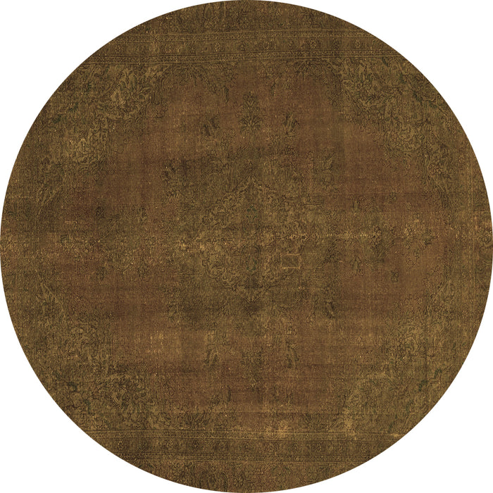 Round Abstract Brown Modern Rug, abs2795brn