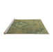 Sideview of Machine Washable Abstract Brass Green Rug, wshabs2796