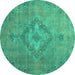 Round Abstract Turquoise Modern Rug, abs2796turq