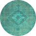 Round Abstract Light Blue Modern Rug, abs2796lblu