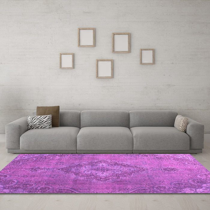 Machine Washable Abstract Purple Modern Area Rugs in a Living Room, wshabs2796pur