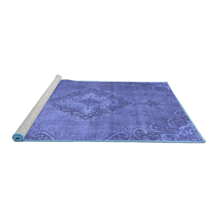 Sideview of Machine Washable Abstract Blue Modern Rug, wshabs2796blu