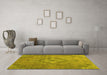 Machine Washable Abstract Yellow Modern Rug in a Living Room, wshabs2796yw