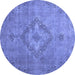 Round Machine Washable Abstract Blue Modern Rug, wshabs2796blu