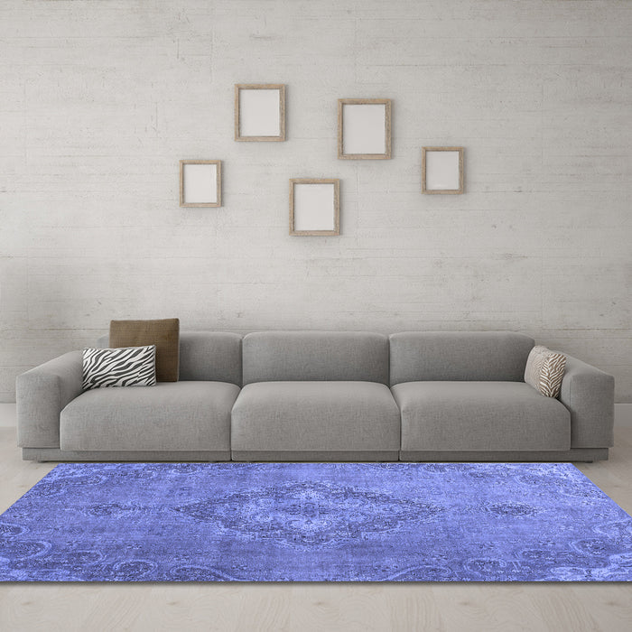 Machine Washable Abstract Blue Modern Rug in a Living Room, wshabs2796blu