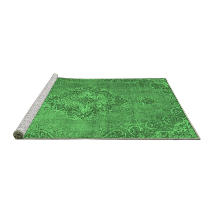 Sideview of Machine Washable Abstract Emerald Green Modern Area Rugs, wshabs2796emgrn
