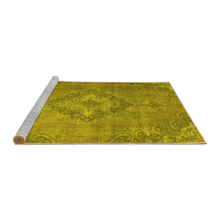 Sideview of Machine Washable Abstract Yellow Modern Rug, wshabs2796yw