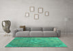 Machine Washable Abstract Turquoise Modern Area Rugs in a Living Room,, wshabs2796turq