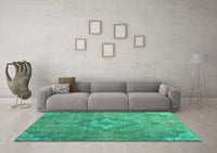 Machine Washable Abstract Turquoise Modern Rug, wshabs2796turq