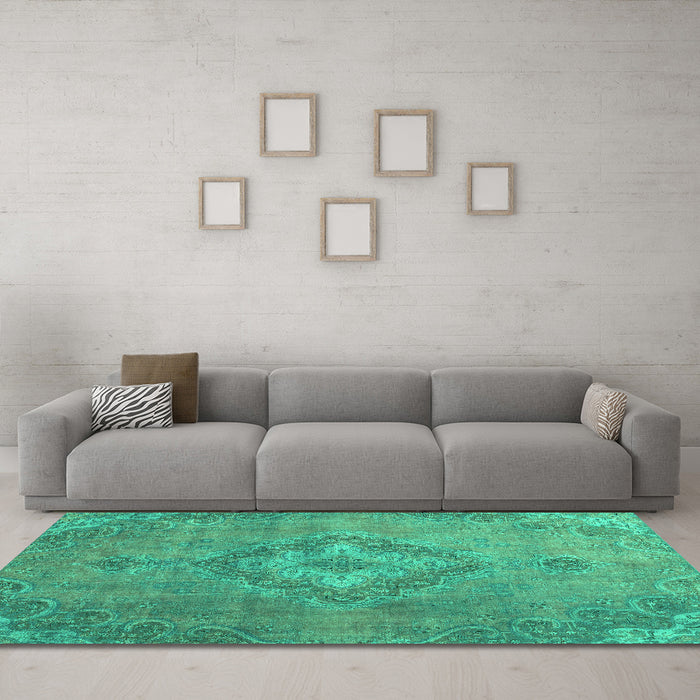 Machine Washable Abstract Turquoise Modern Area Rugs in a Living Room,, wshabs2796turq