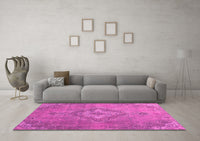 Machine Washable Abstract Pink Modern Rug, wshabs2796pnk