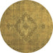 Round Abstract Brown Modern Rug, abs2796brn