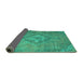 Sideview of Abstract Turquoise Modern Rug, abs2796turq