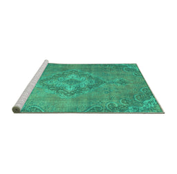 Sideview of Machine Washable Abstract Turquoise Modern Area Rugs, wshabs2796turq