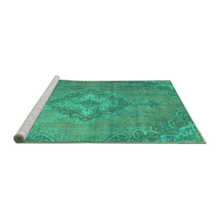 Sideview of Machine Washable Abstract Turquoise Modern Area Rugs, wshabs2796turq