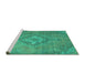 Sideview of Machine Washable Abstract Turquoise Modern Area Rugs, wshabs2796turq