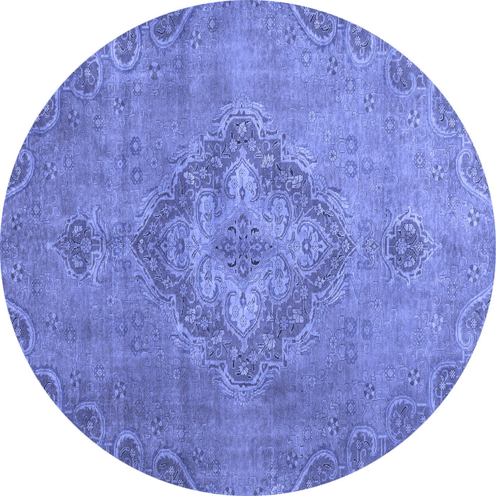 Round Abstract Blue Modern Rug, abs2796blu